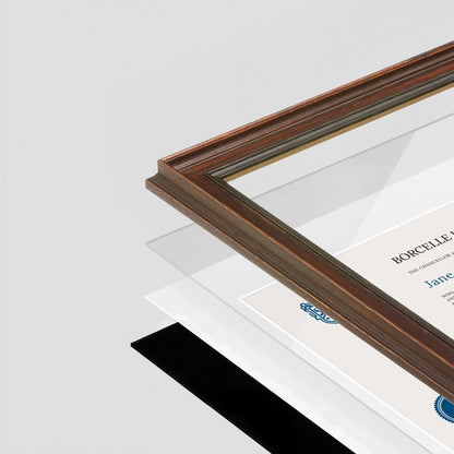 Walnut FAMILY Wall Frame corner Close up with layers broken out