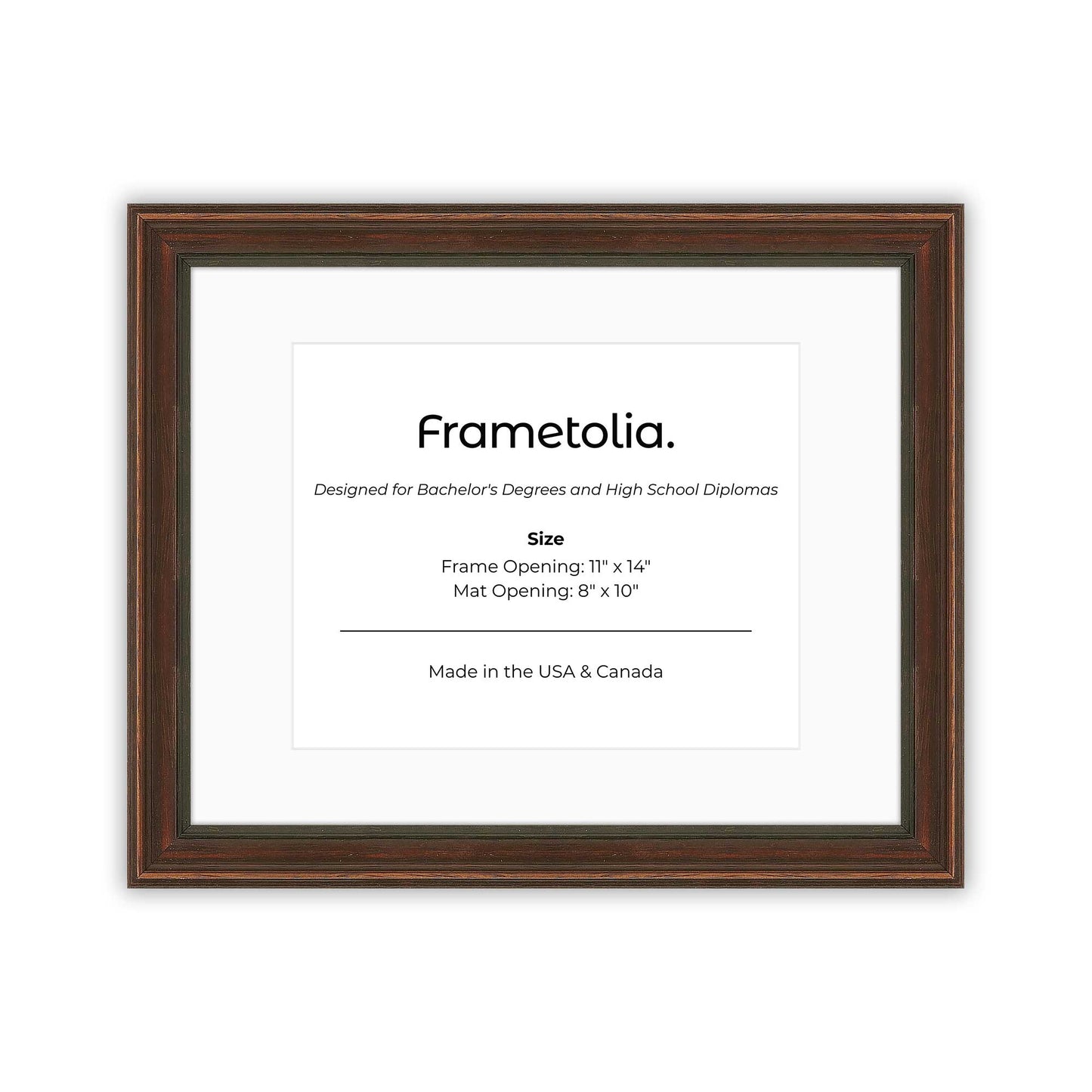 11" x 14" Walnut FAMILY  Diploma Frame with Mat - 8 x 10 opening