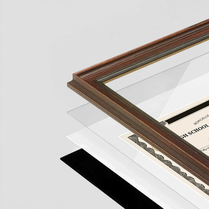 Walnut FAMILY Wall Frame corner Close up with layers broken out