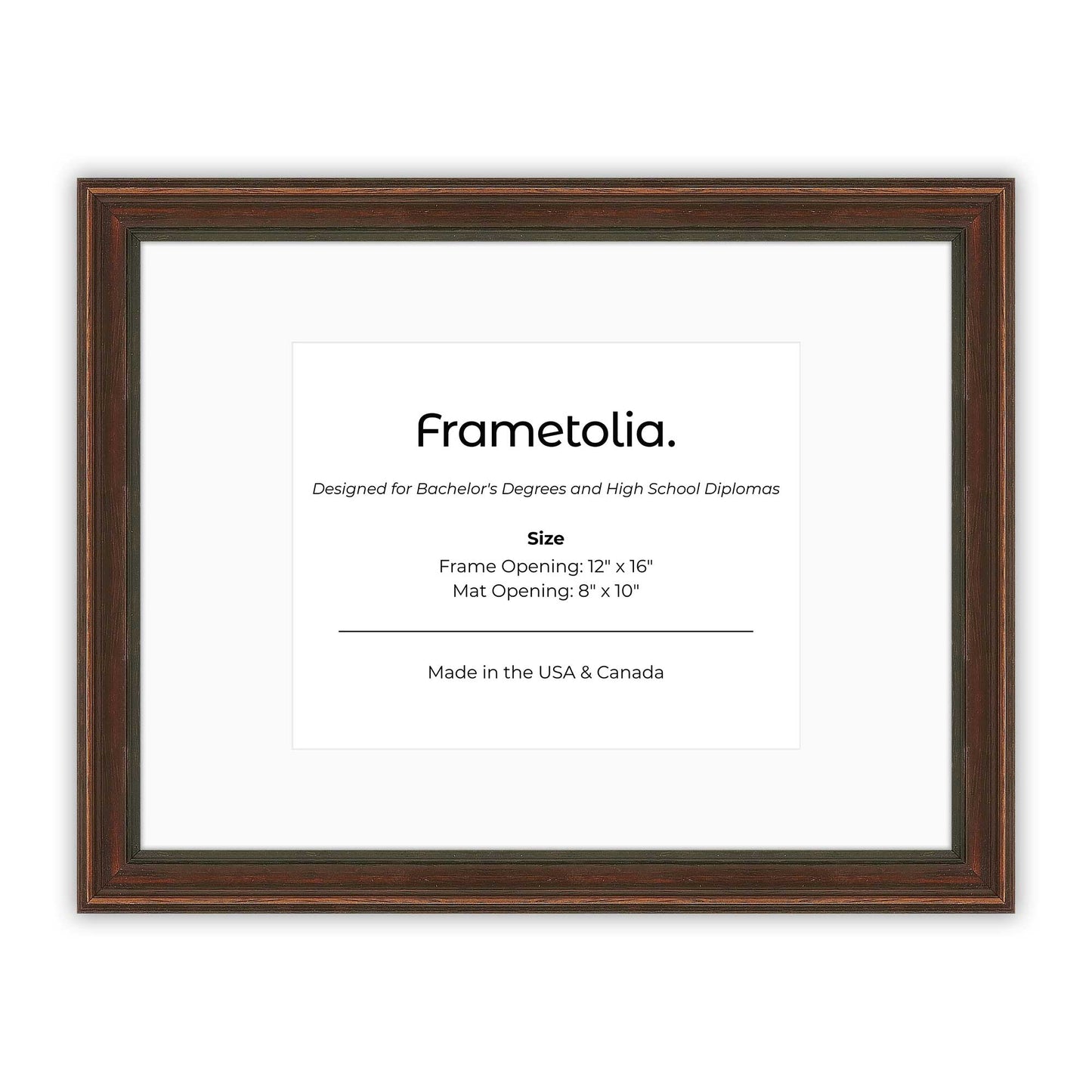 12" x 16" Walnut FAMILY  Diploma Frame with Mat - 8 x 10 opening