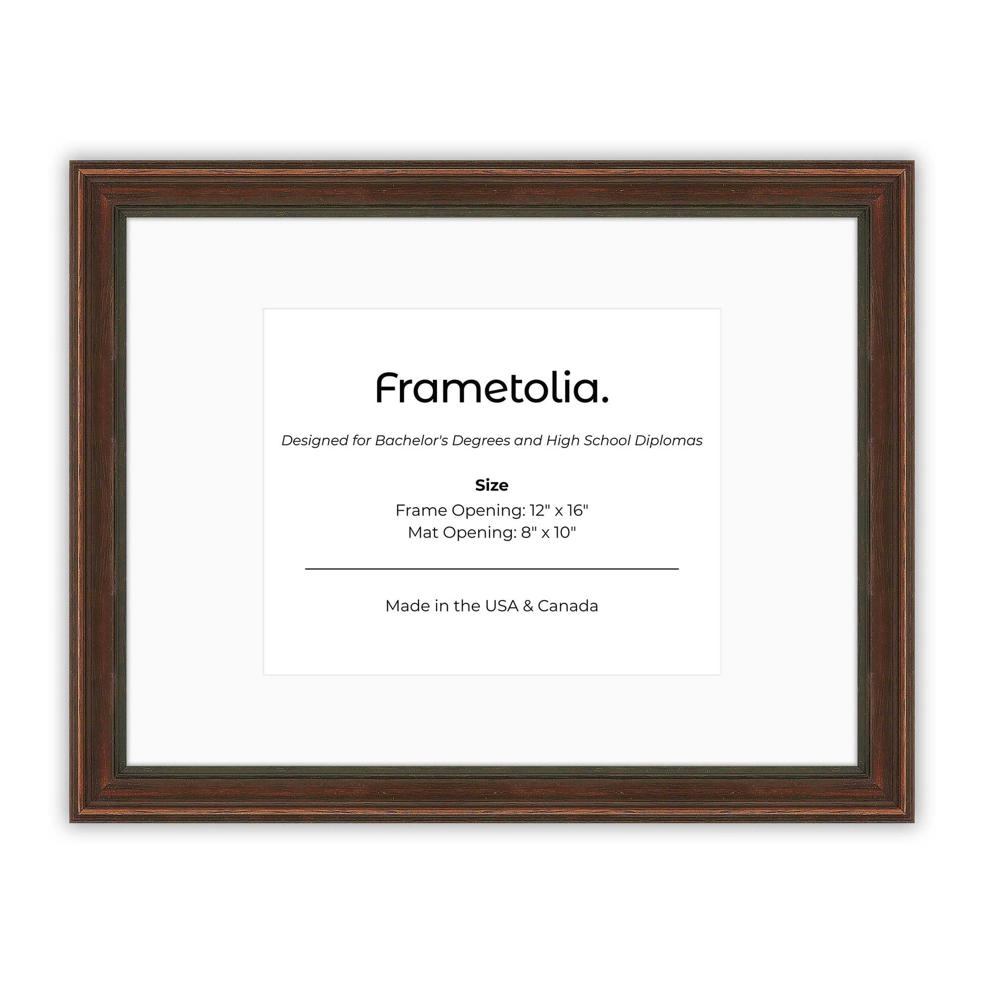 12" x 16" Walnut FAMILY  Diploma Frame with Mat - 8 x 10 opening