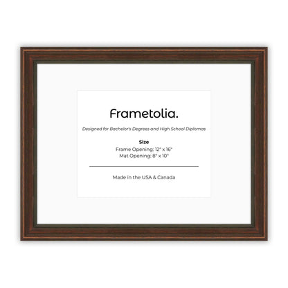 12" x 16" Walnut FAMILY  Diploma Frame with Mat - 8 x 10 opening