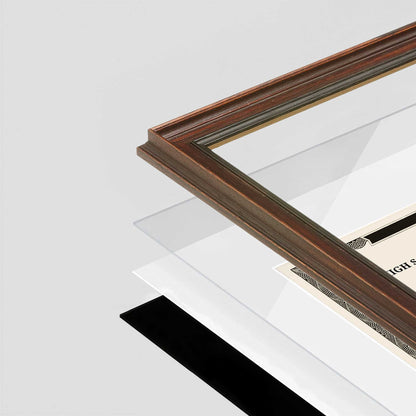 Walnut FAMILY Wall Frame corner Close up with layers broken out