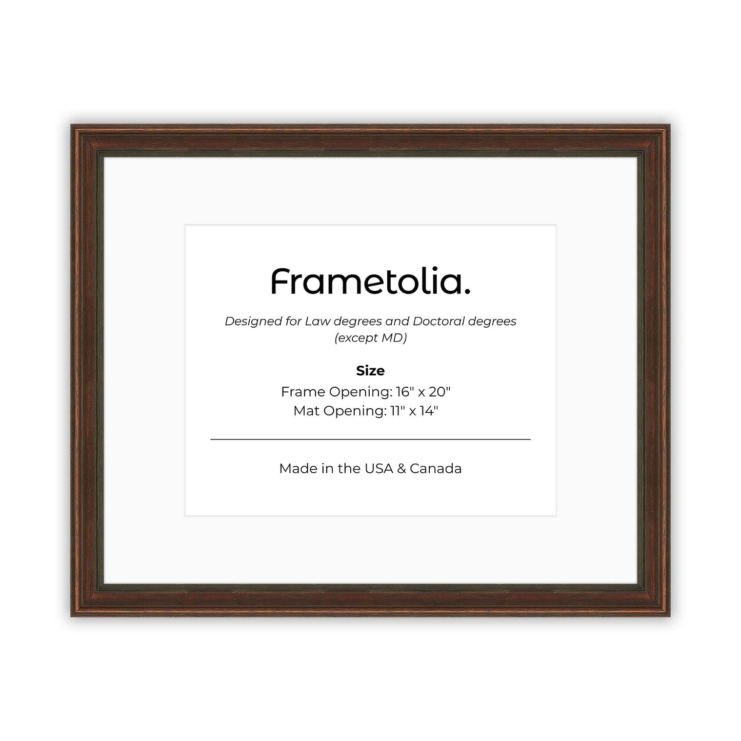 16" x 20" Walnut FAMILY  Diploma Frame with Mat - 11 x 14 opening