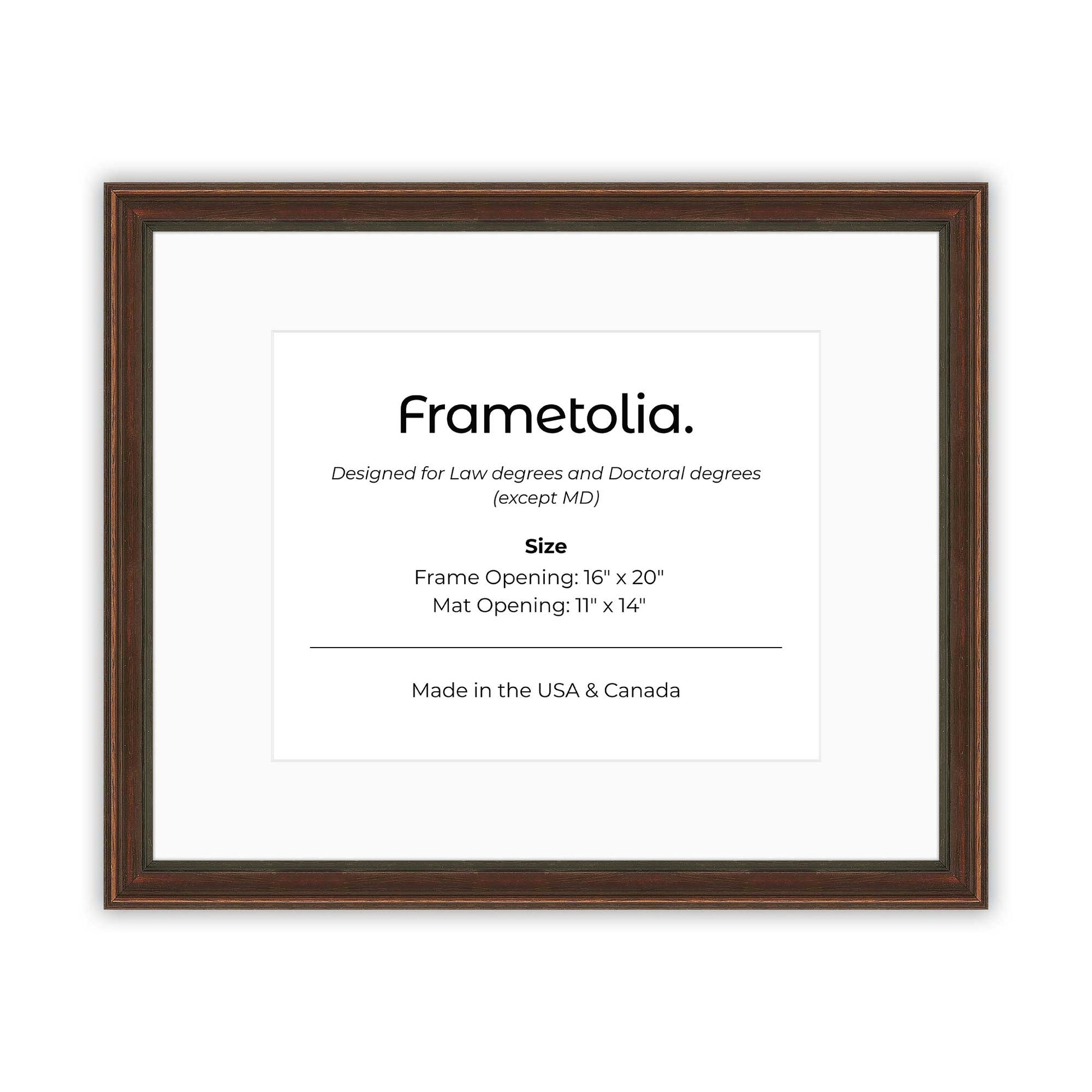 16" x 20" Walnut FAMILY  Diploma Frame with Mat - 11 x 14 opening