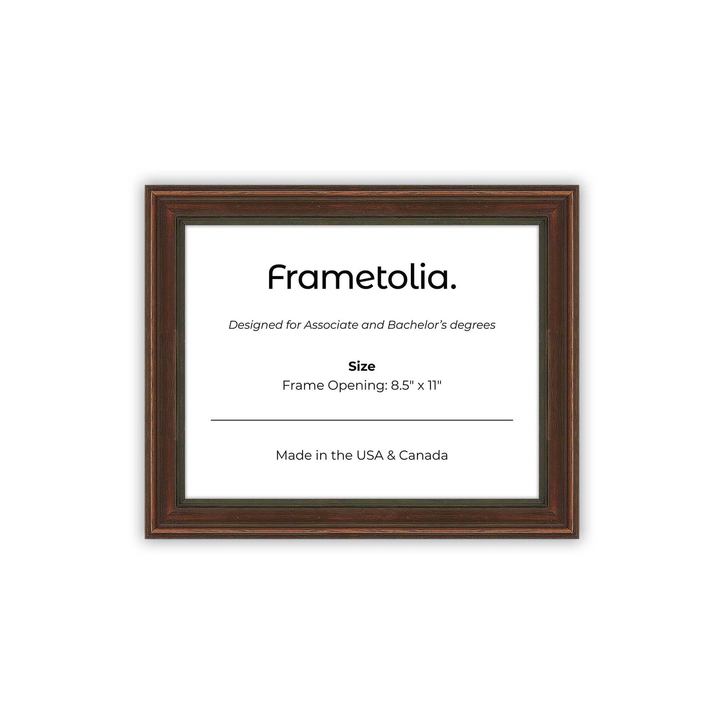 8.5" x 11" Walnut FAMILY  Diploma Frame - No Mat