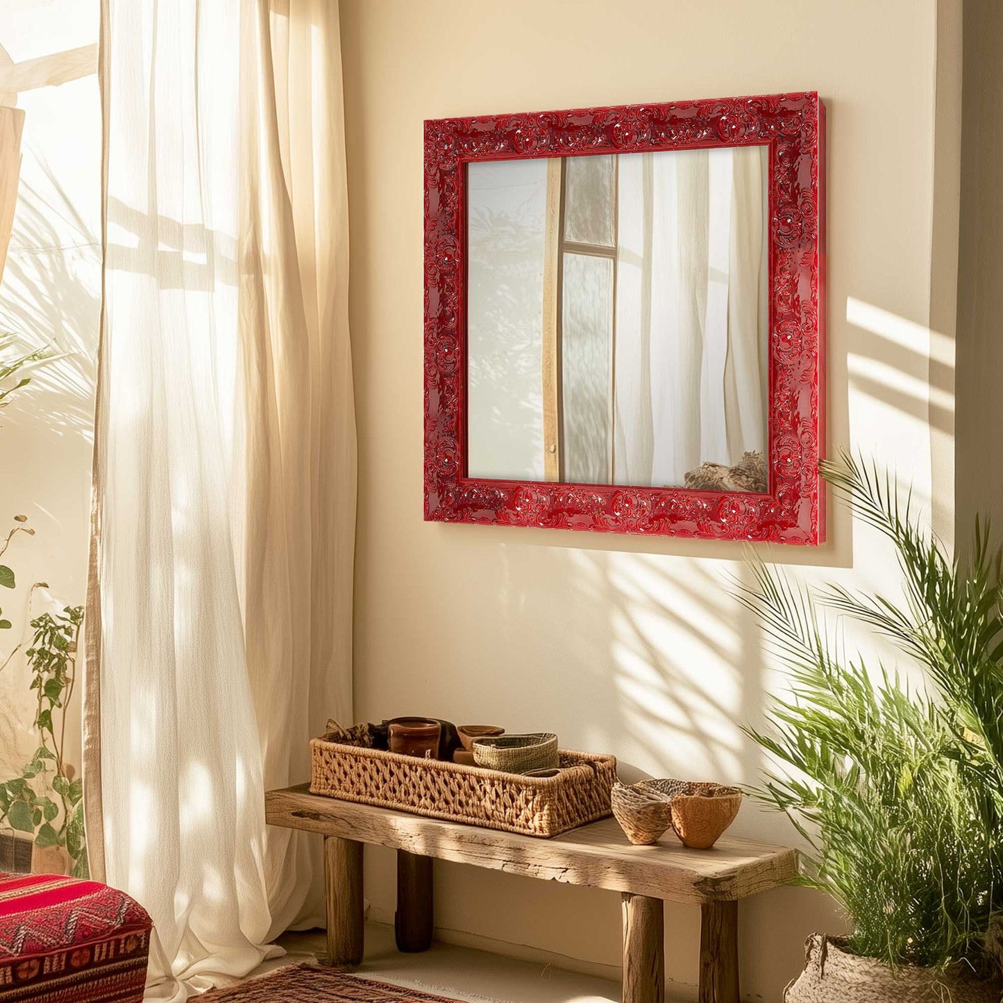 Mirror hanging in a room