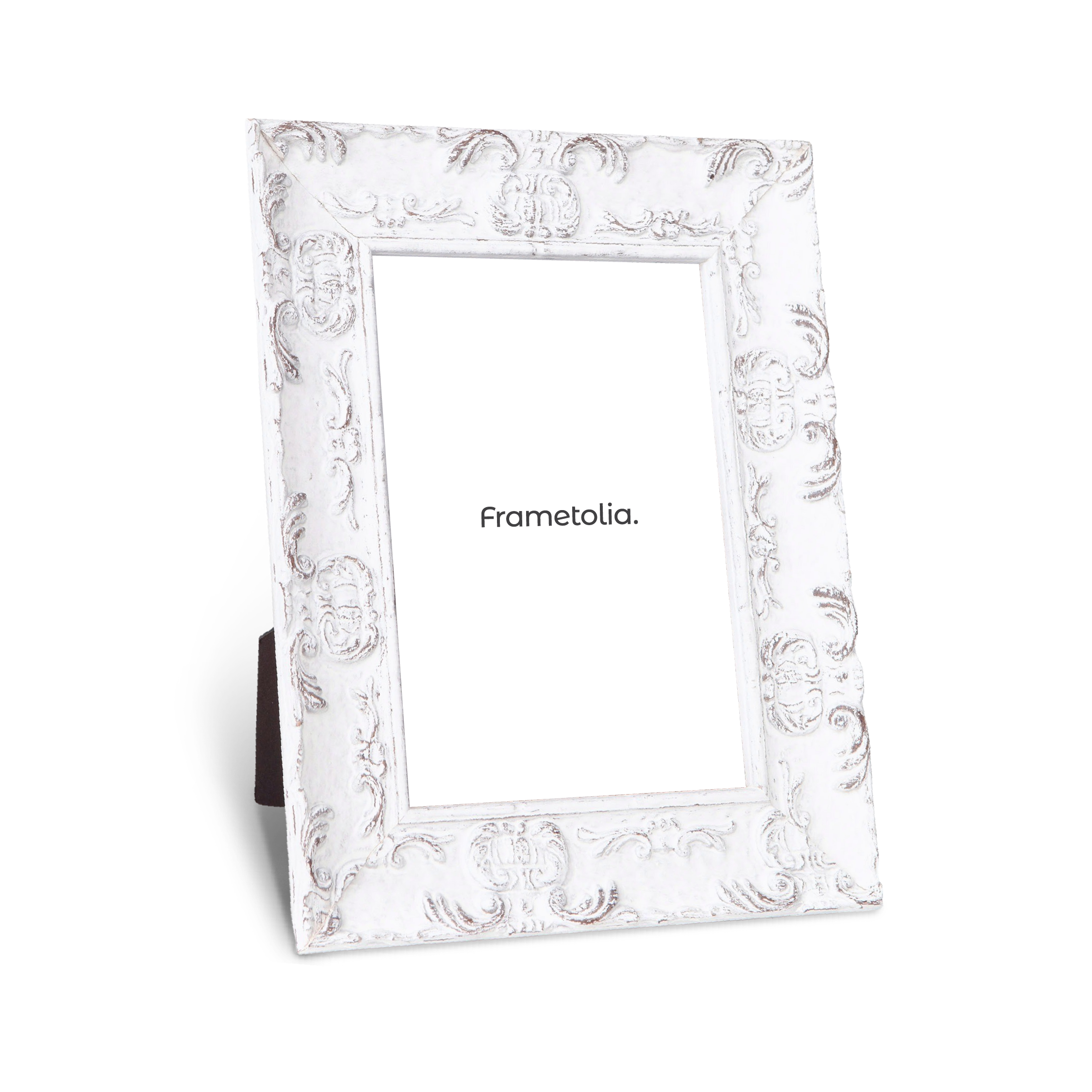 Rustic white motif medium width distressed tabletop frame