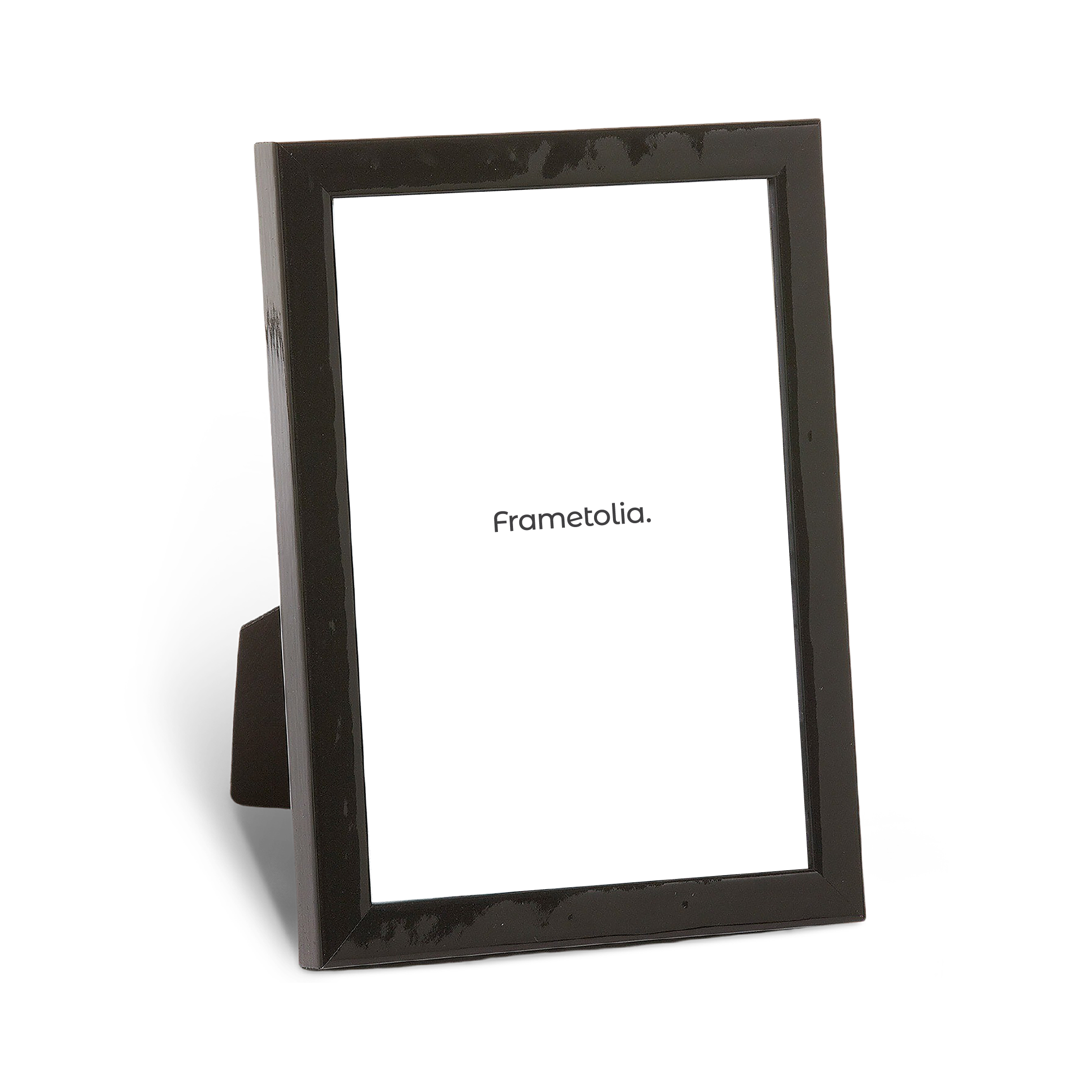 shimmering black modern narrow width table top frame with flat profile