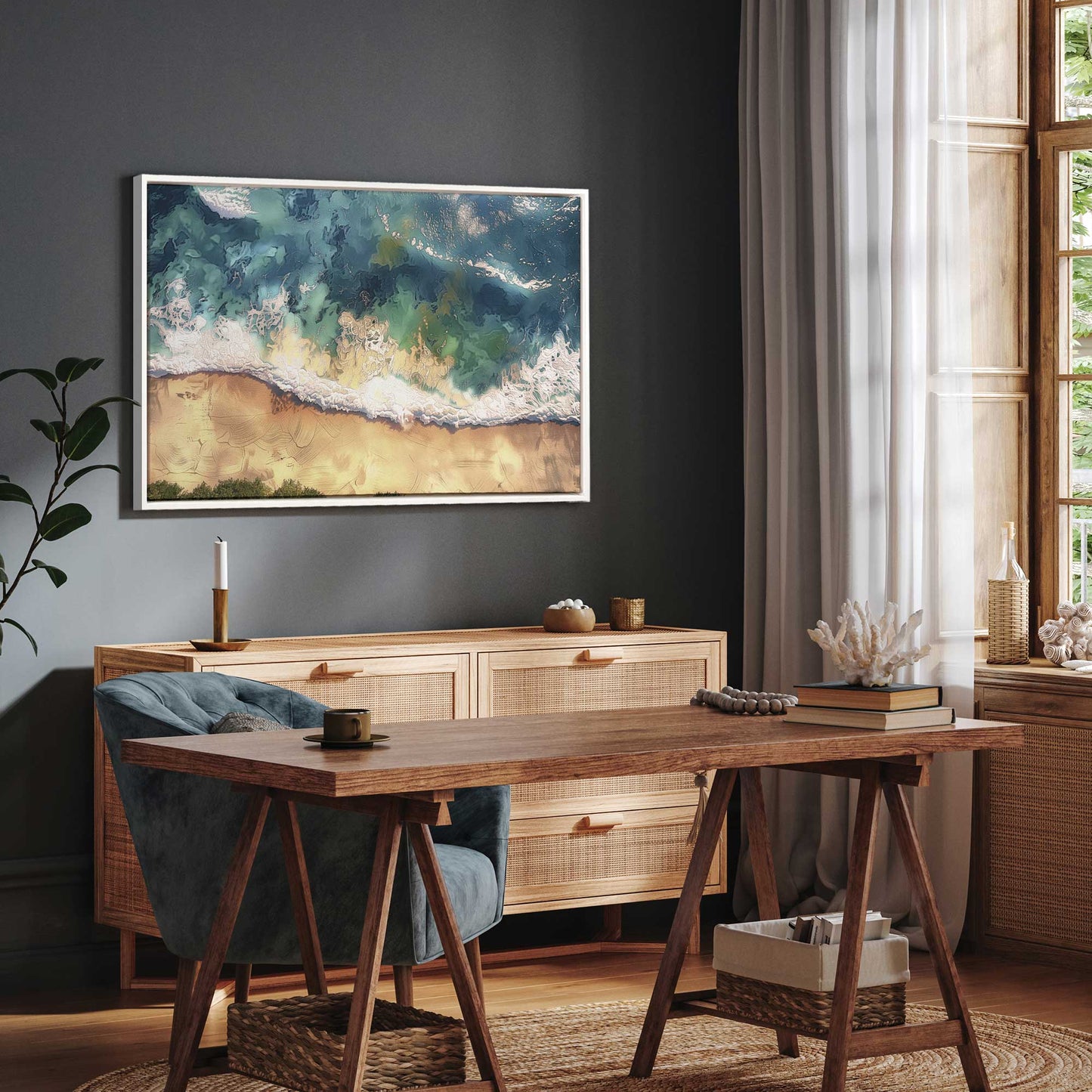Aerial Shoreline Print on Canvas