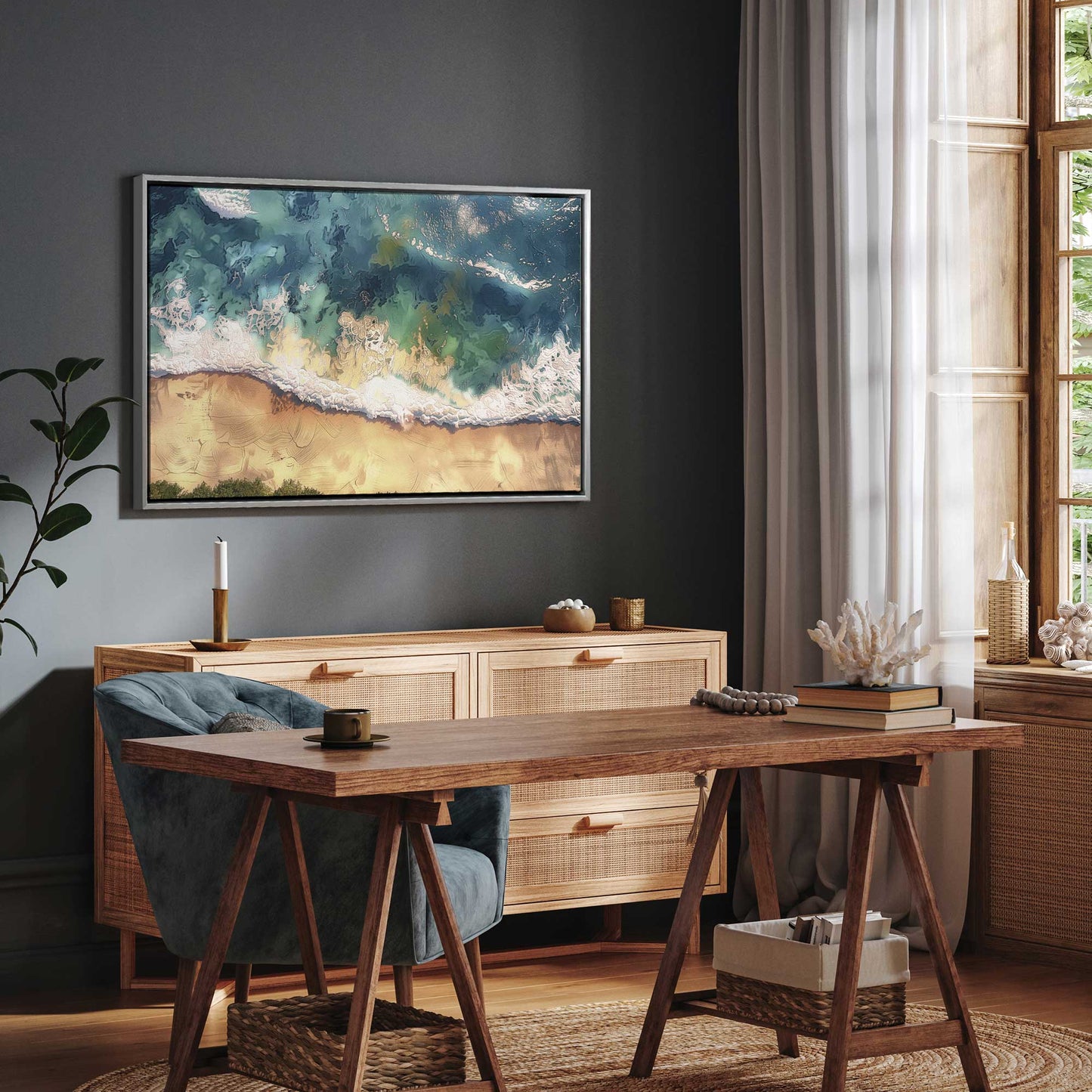 Aerial Shoreline Print on Canvas