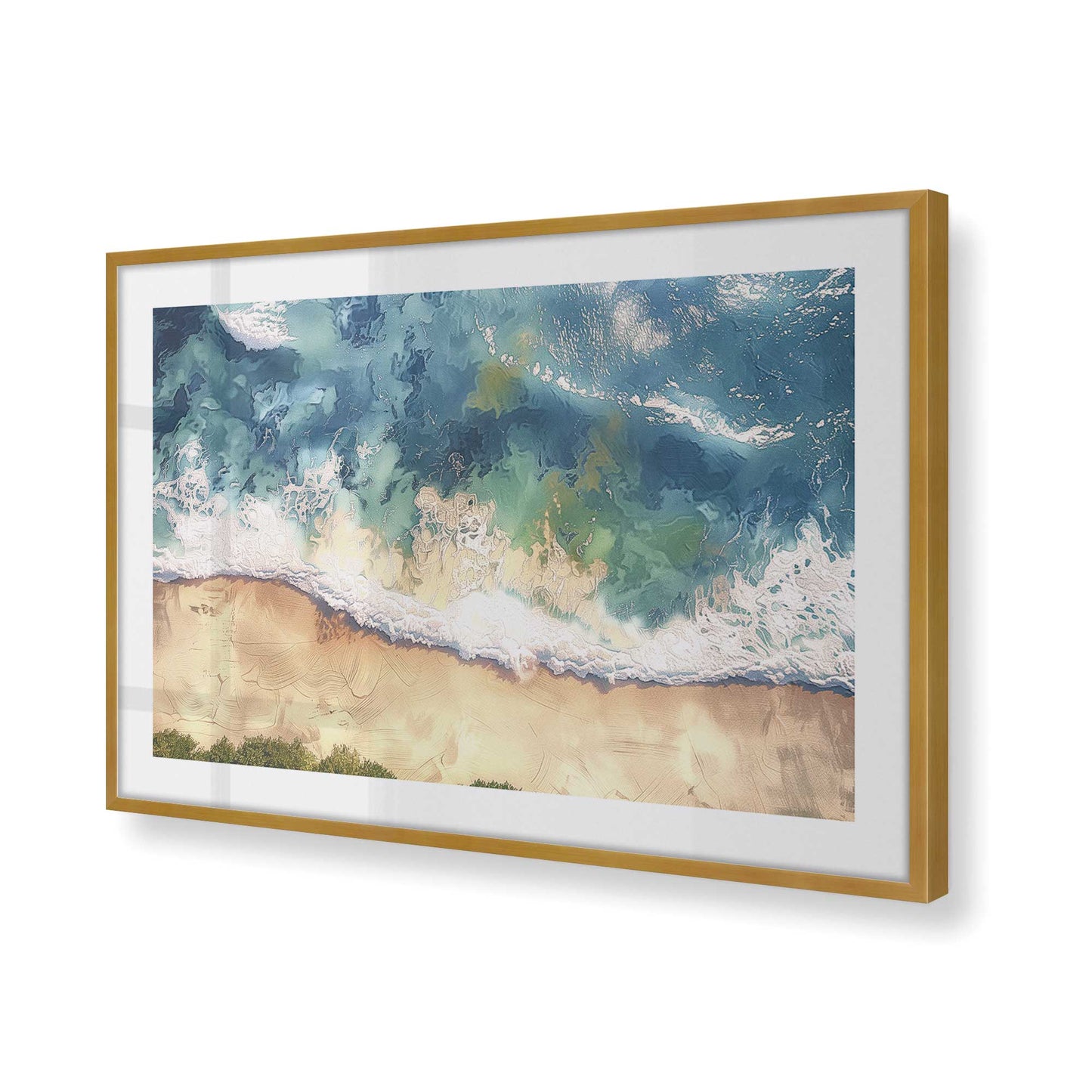 [Color:Polished Gold], Picture of art in a Polished Gold frame at an angle