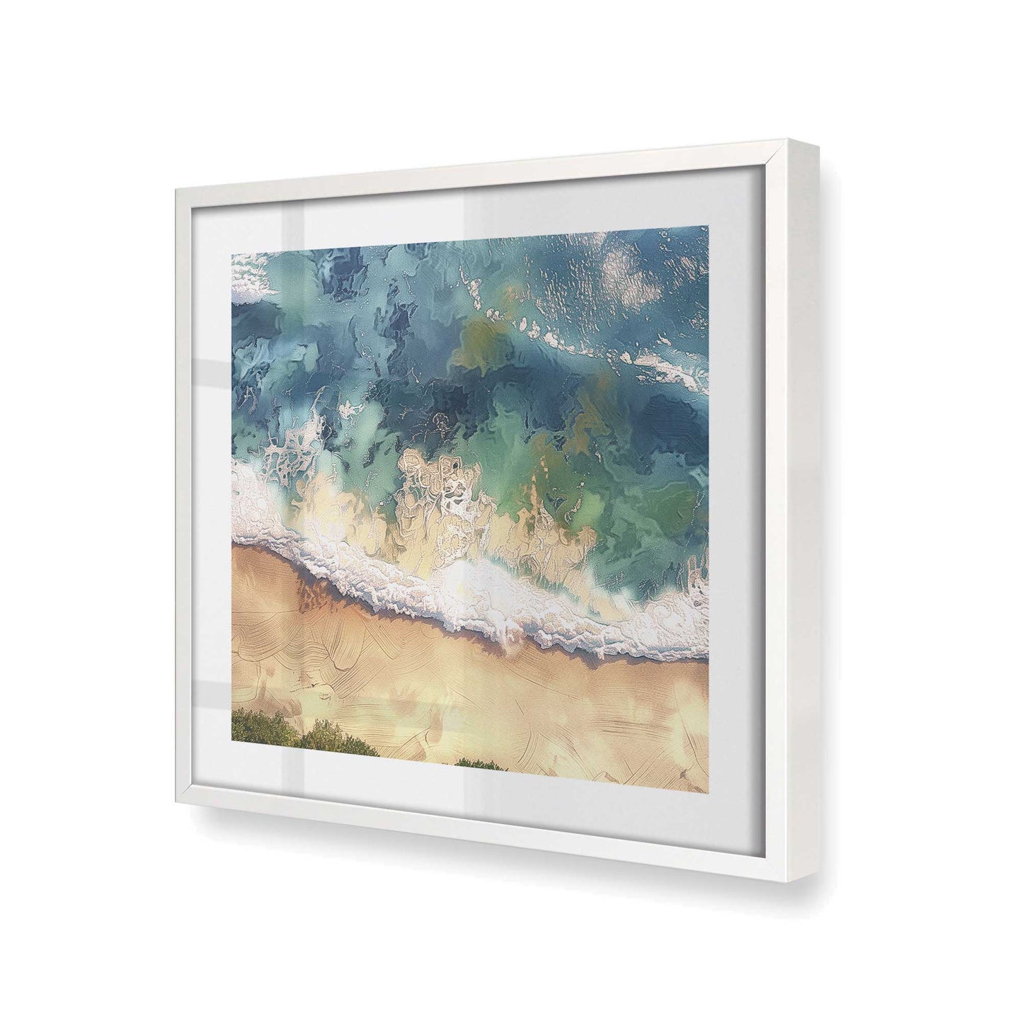 [Color:Opaque White], Picture of art in a Opaque White frame at an angle