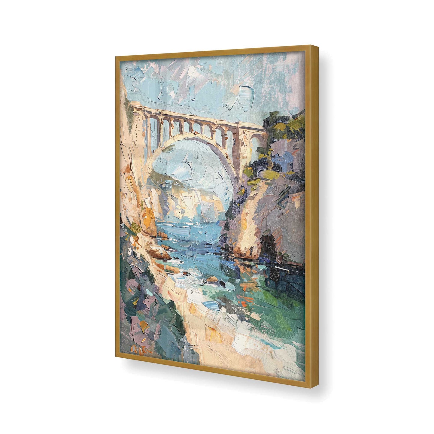 [Color:Polished Gold], Picture of art in a Polished Gold frame at an angle