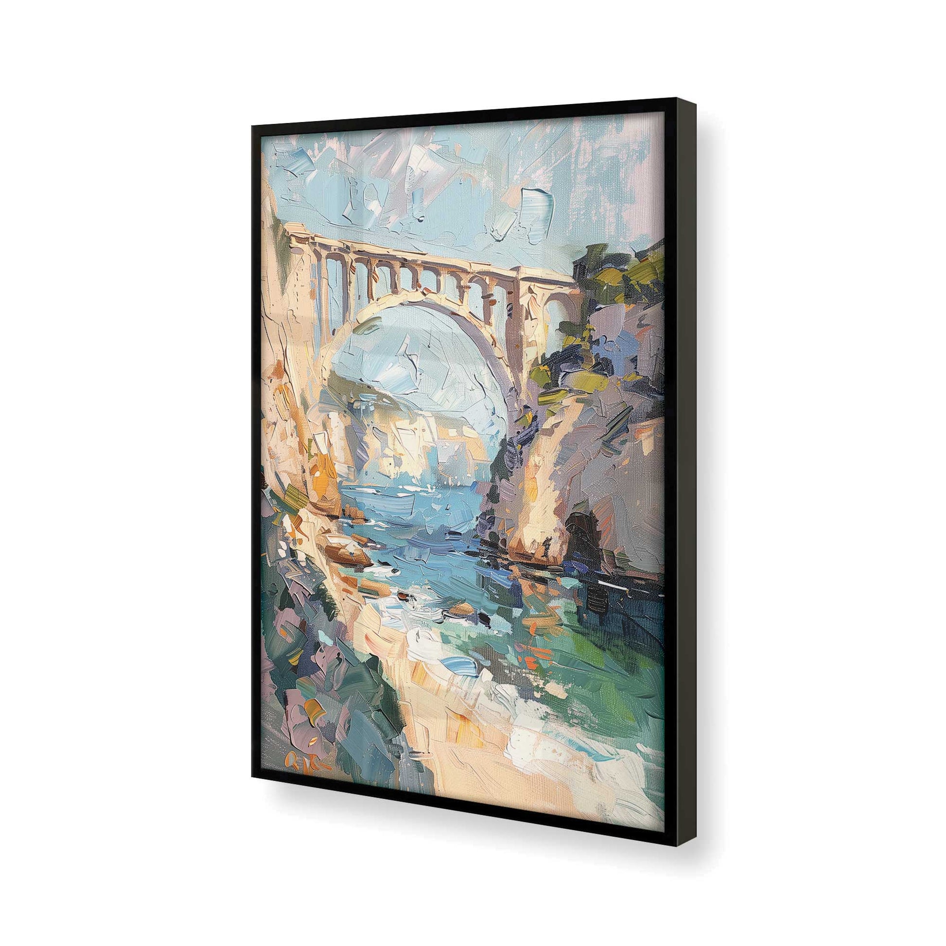 [Color:Satin Black], Picture of art in a Satin Black frame at an angle