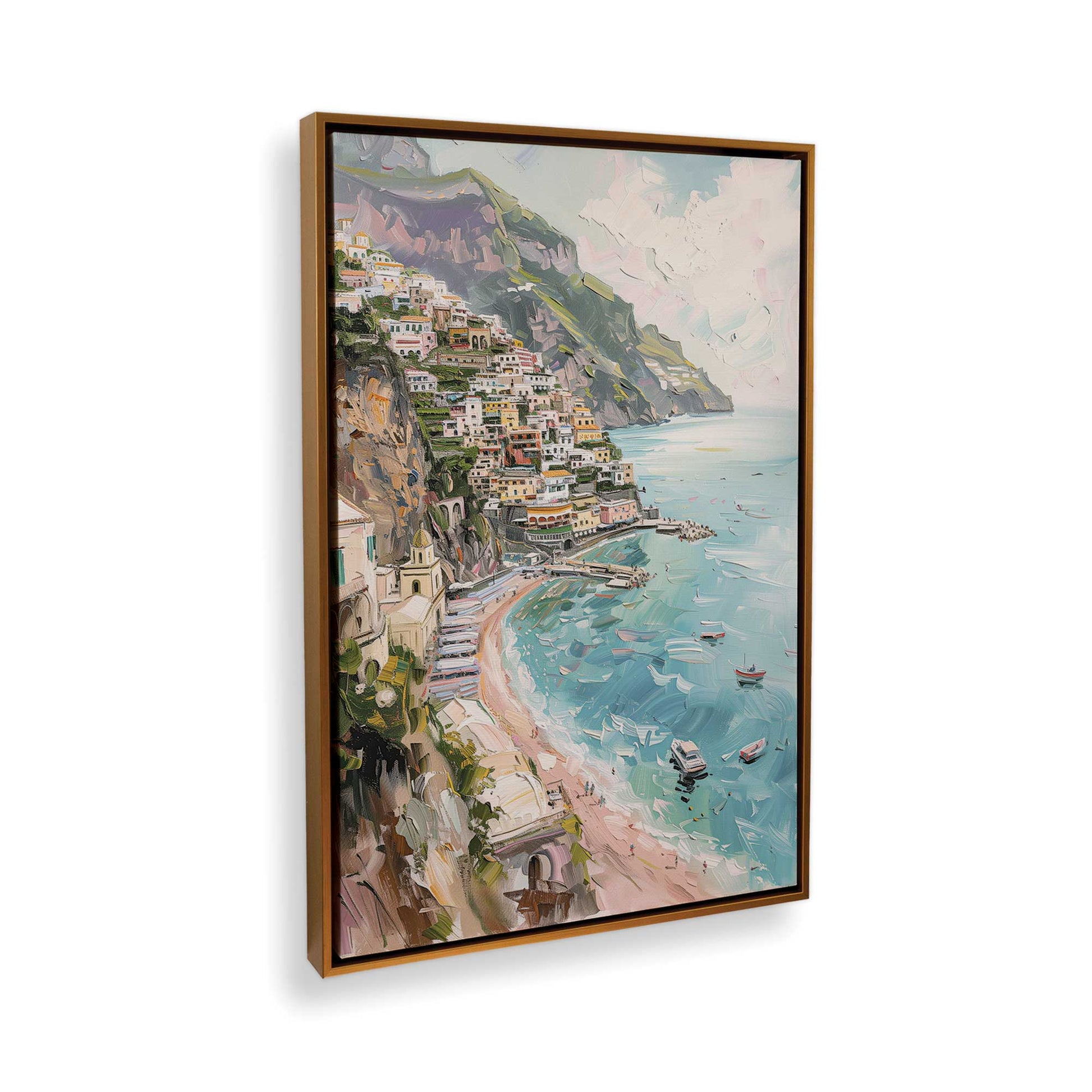 [Color:Polished Gold], Picture of art in a Polished Gold frame at an angle