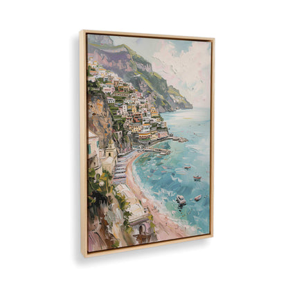 [Color:American Maple], Picture of art in a American Maple frame at an angle