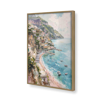 [Color:Brushed Gold], Picture of art in a Brushed Gold frame at an angle