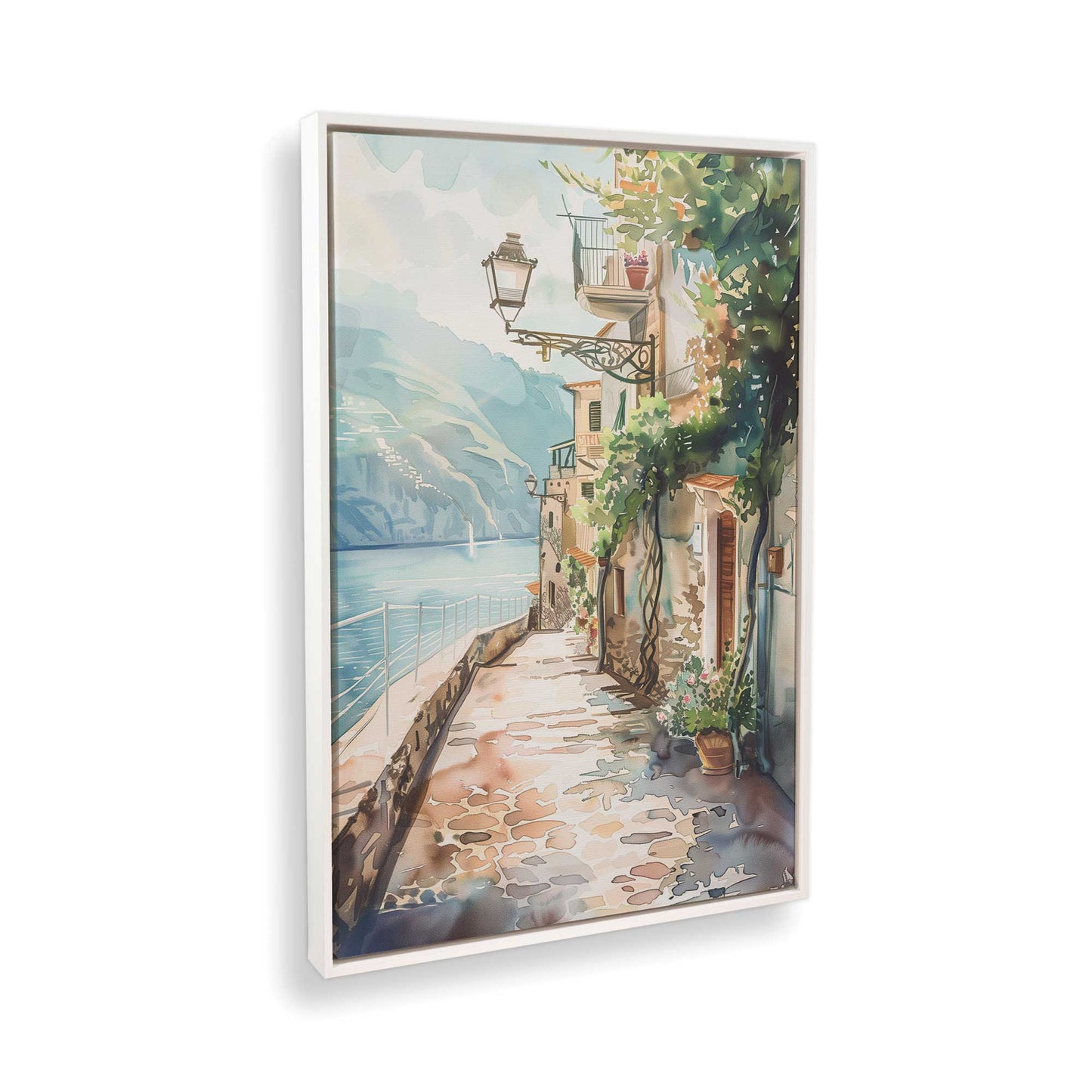 [Color:Opaque White], Picture of art in a White frame at an angle