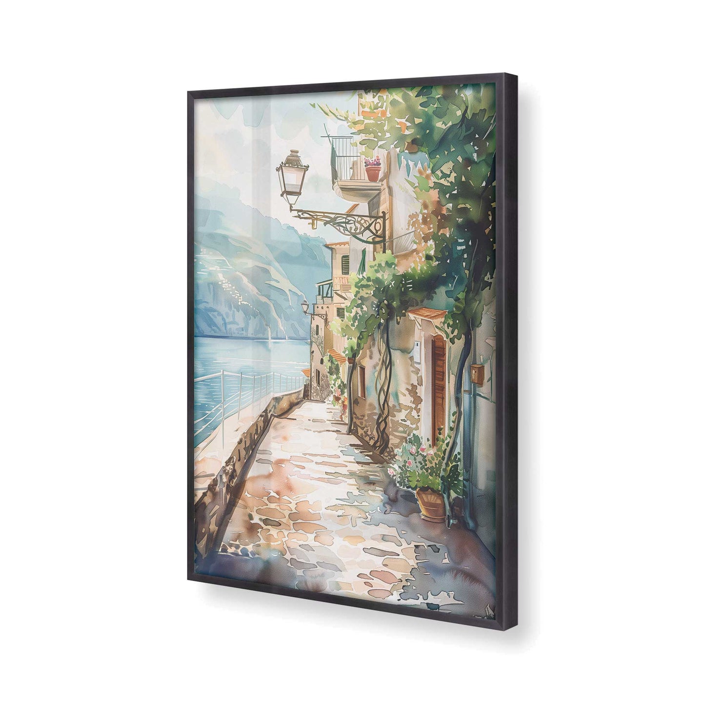 [Color:Weathered Zinc], Picture of art in a Weathered Zinc frame at an angle