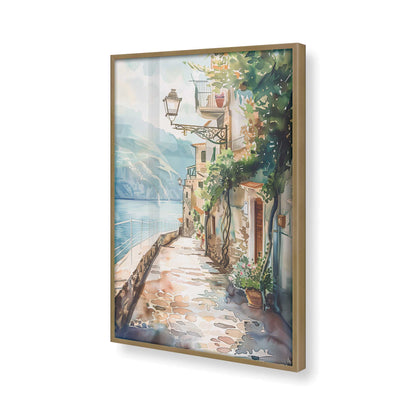 [Color:Brushed Gold], Picture of art in a Brushed Gold frame at an angle