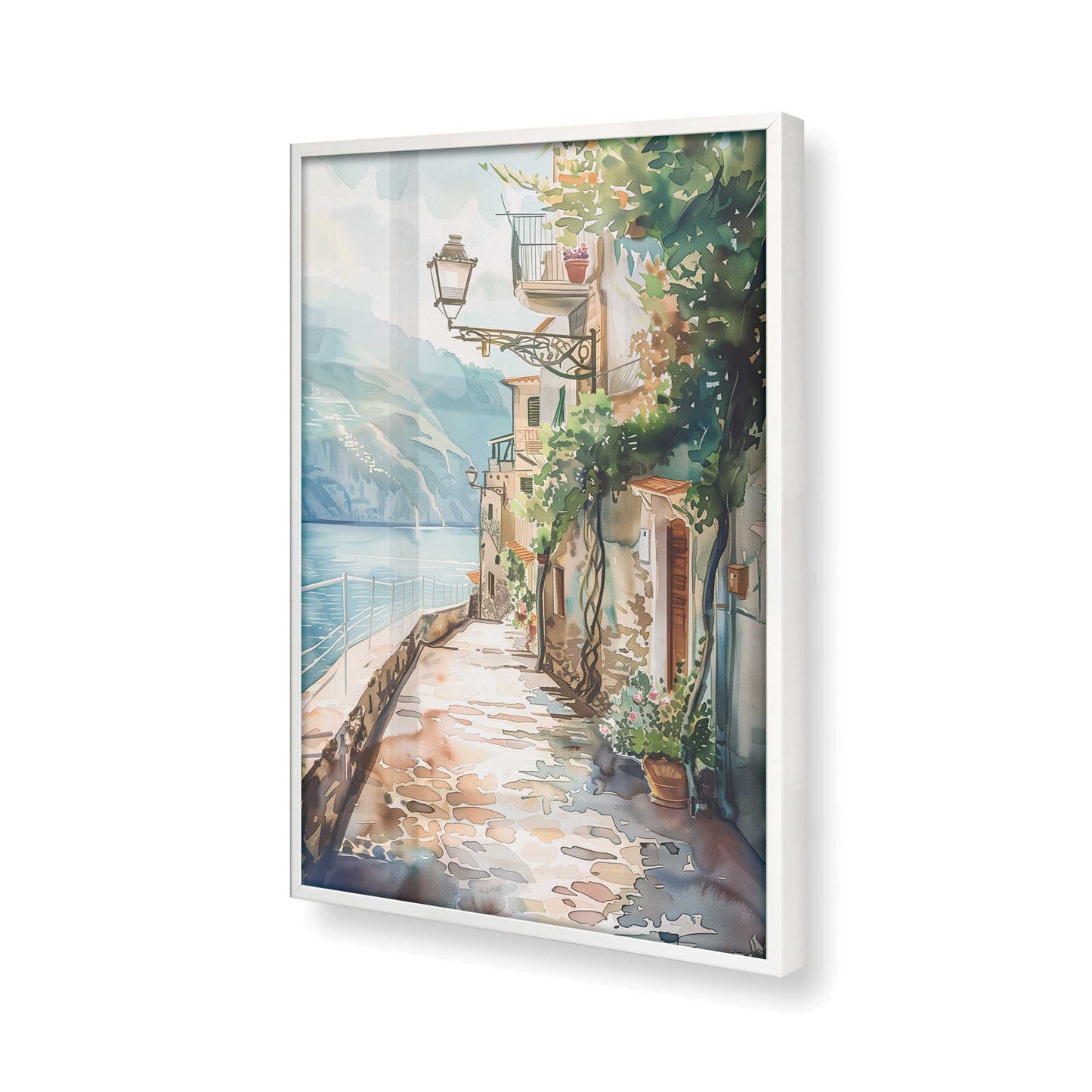 [Color:Opaque White], Picture of art in a Opaque White frame at an angle