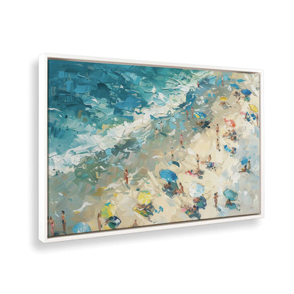 [Color:Opaque White],[shape:rectangle] Picture of art in a White frame at an angle