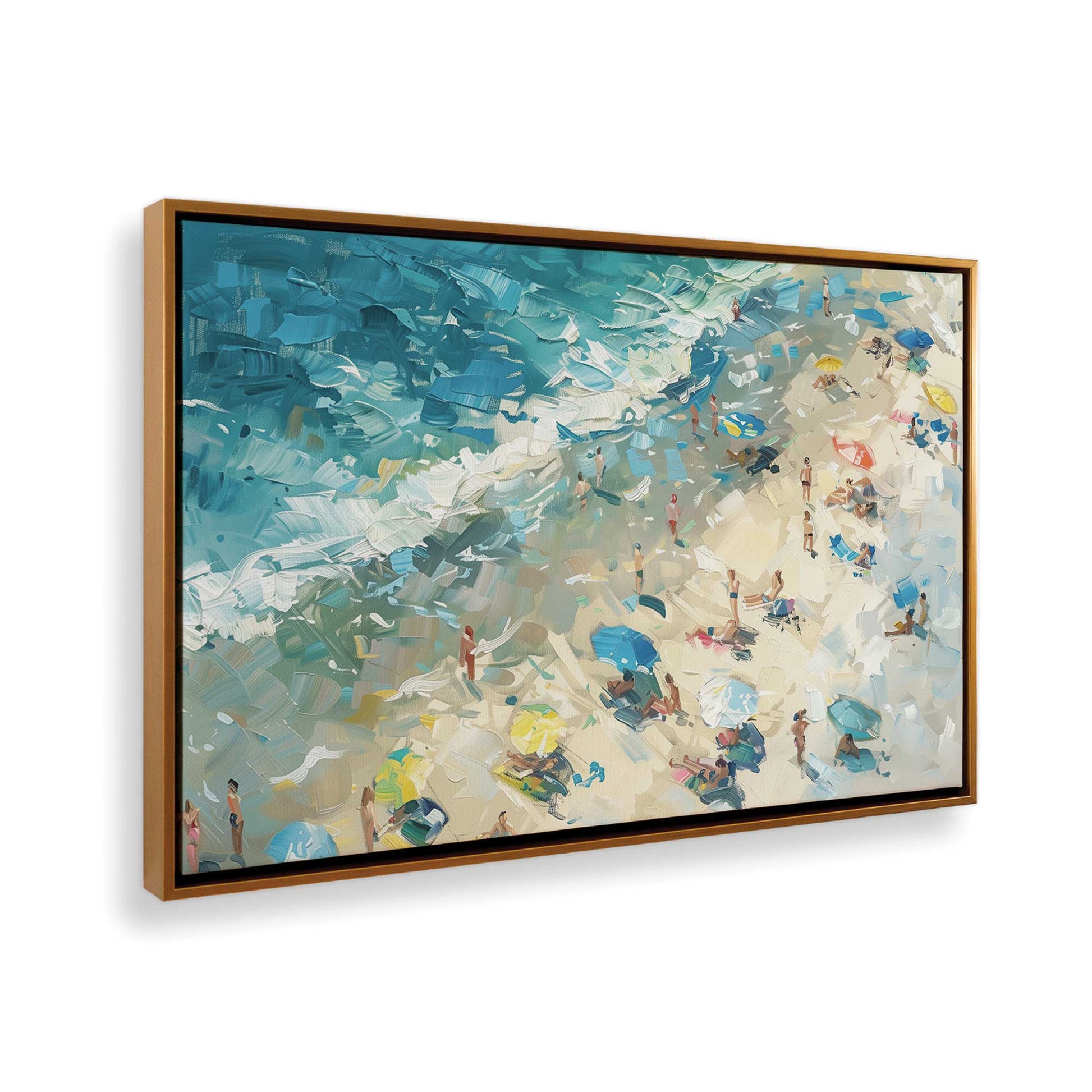 [Color:Polished Gold],[shape:rectangle] Picture of art in a Polished Gold frame at an angle