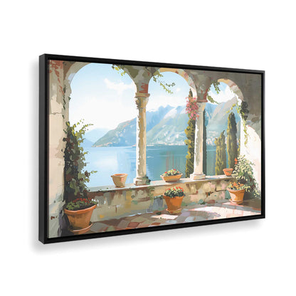 [Color:Satin Black],[shape:rectangle] Picture of art in a Satin Black frame at an angle