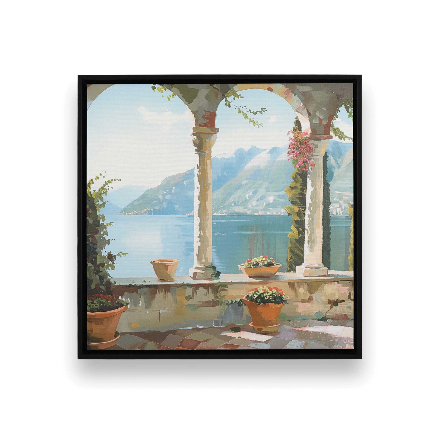 [Color:Satin Black],[shape:square], Picture of art in a Satin Black frame