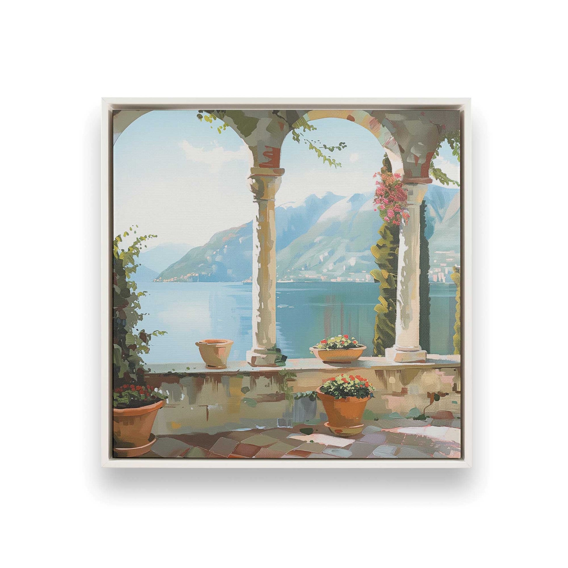 [Color:Opaque White],[shape:square], Picture of art in a White frame