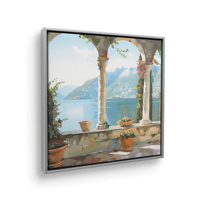 [Color:Polished Chrome],[shape:square], Picture of art in a Polished Chrome frame at an angle