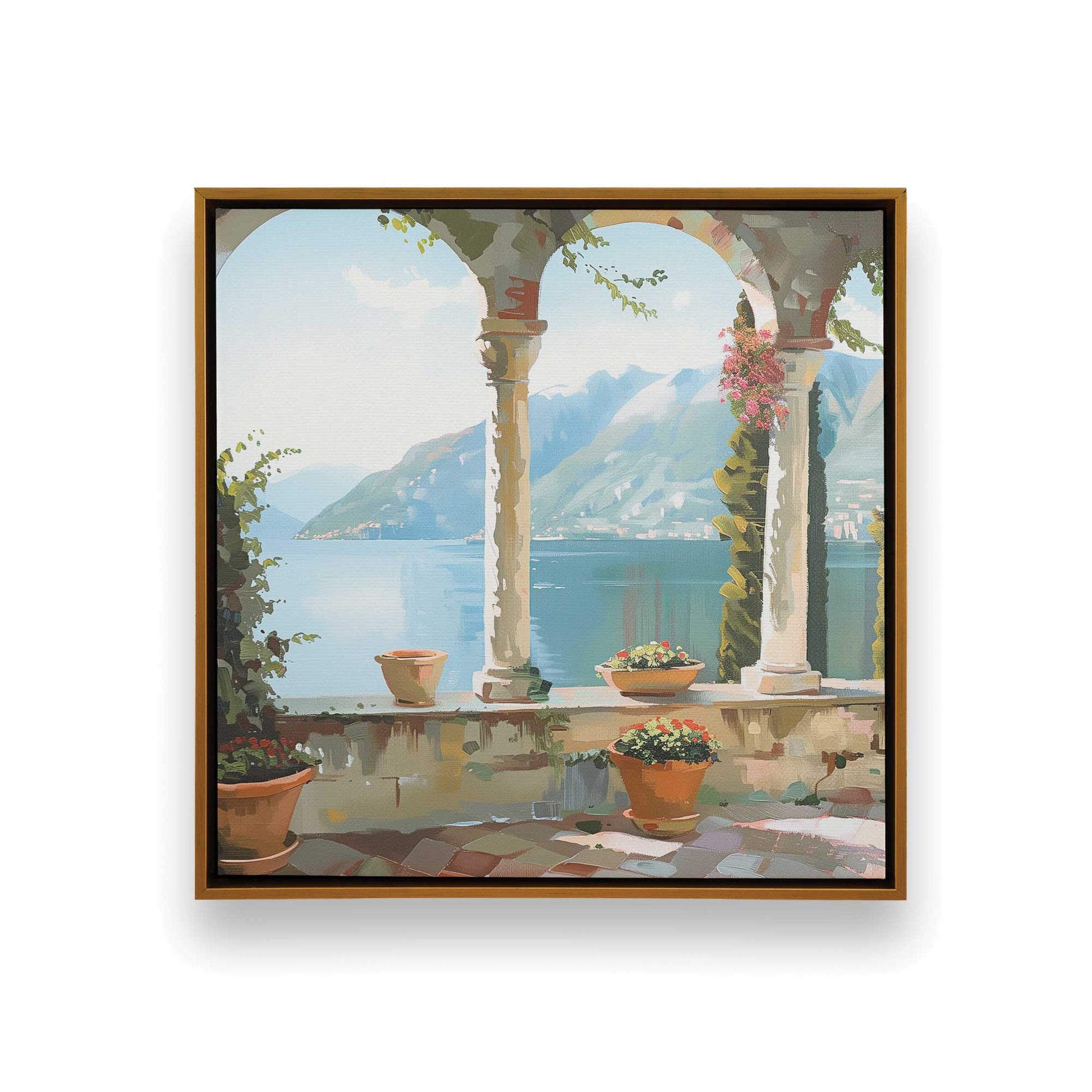 [Color:Polished Gold],[shape:square], Picture of art in a Polished Gold frame