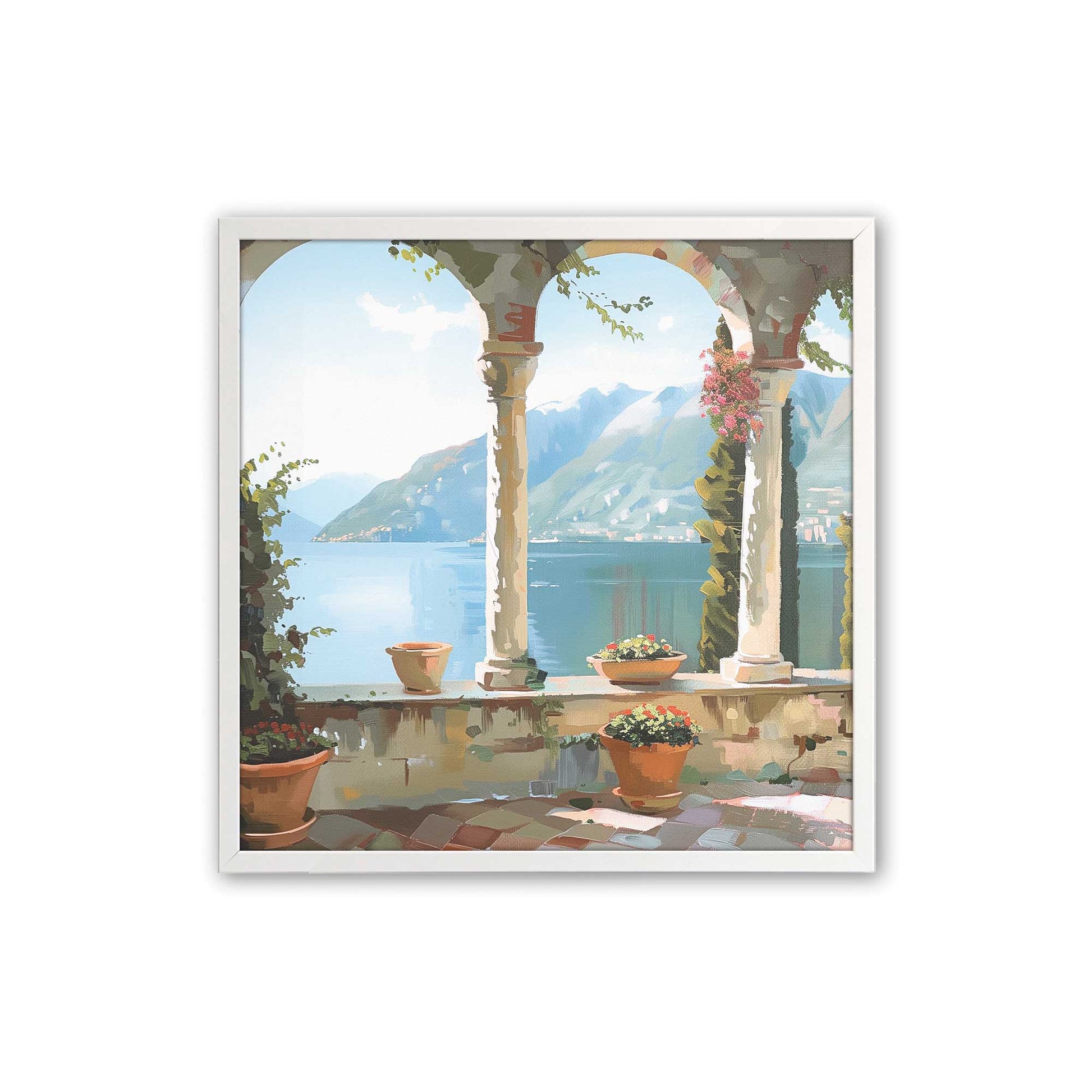 [Color:Opaque White],[shape:square] Picture of art in a Opaque White frame