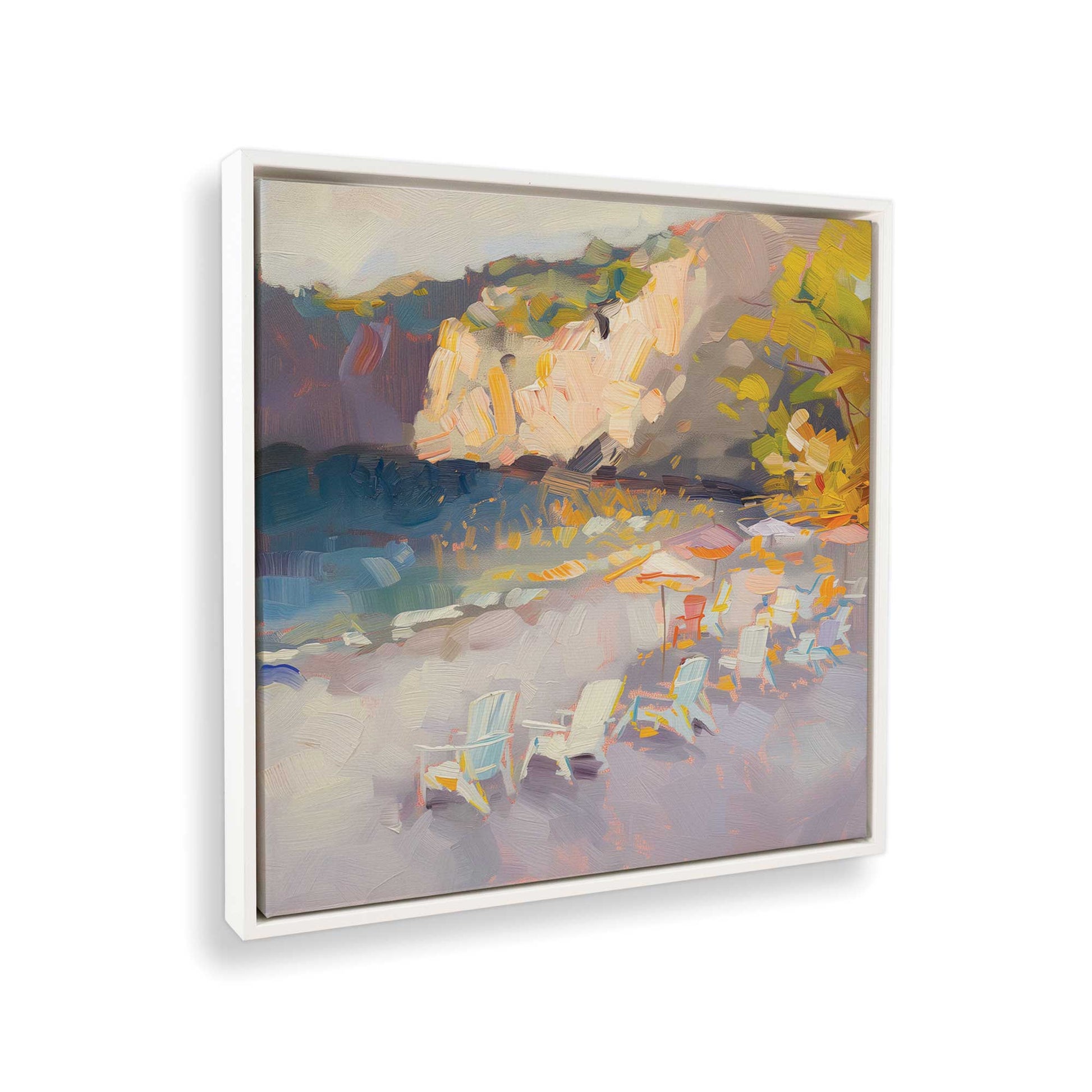 [Color:Opaque White], Picture of art in a White frame at an angle