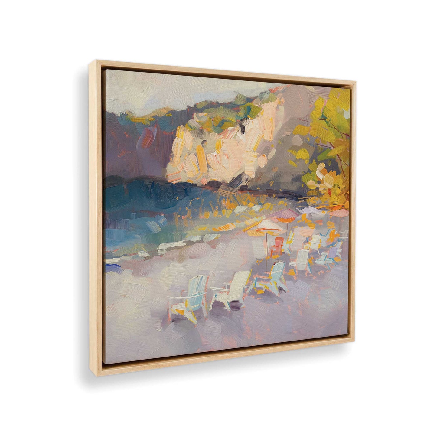 [Color:American Maple], Picture of art in a American Maple frame at an angle