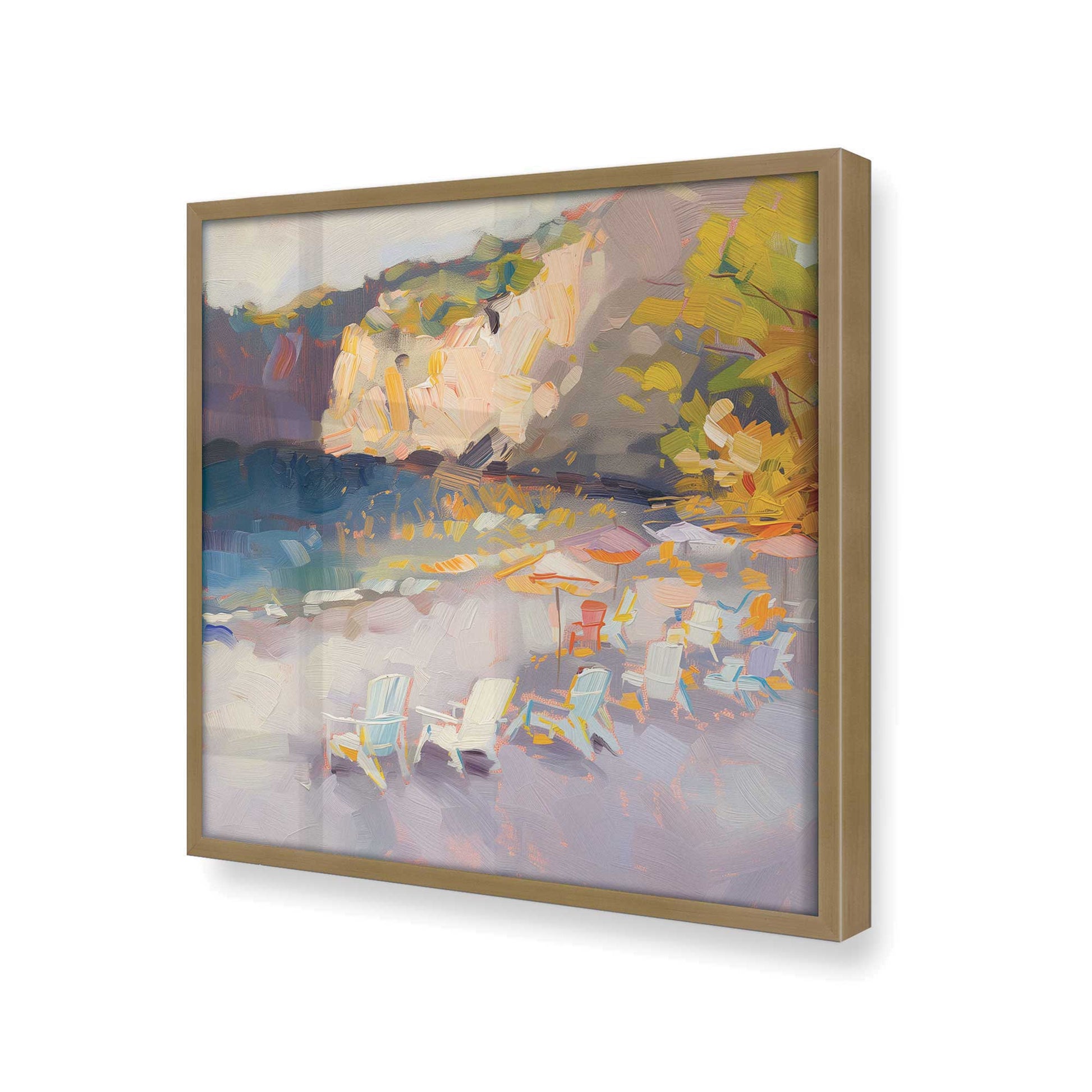 [Color:Brushed Gold], Picture of art in a Brushed Gold frame at an angle