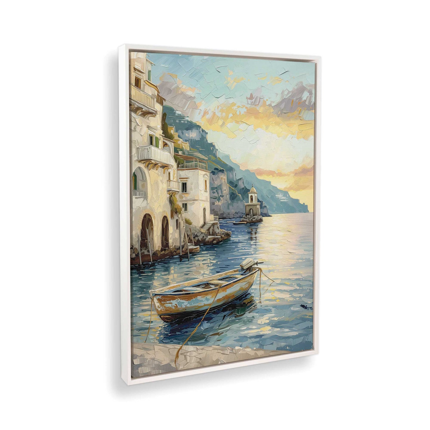 [Color:Opaque White], Picture of art in a White frame at an angle