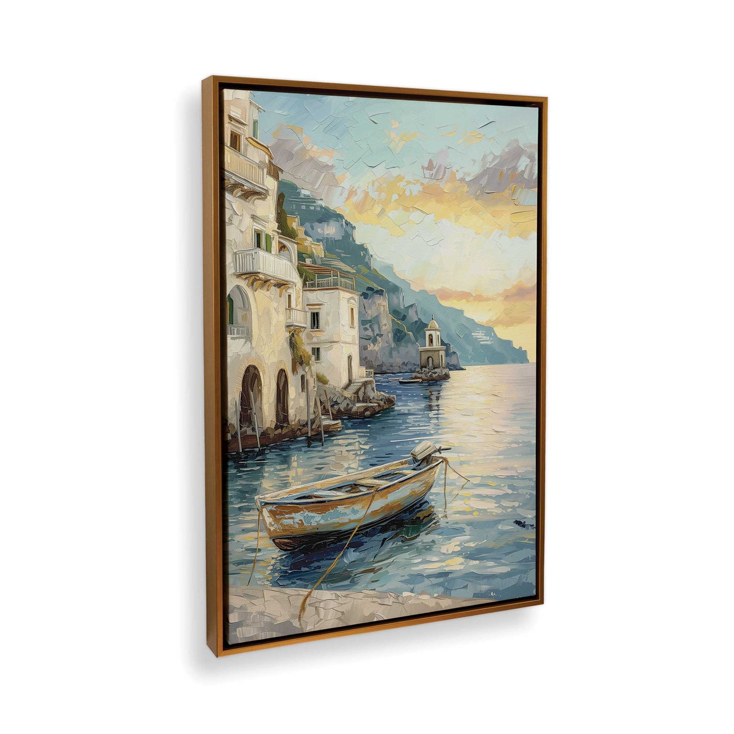 [Color:Polished Gold], Picture of art in a Polished Gold frame at an angle