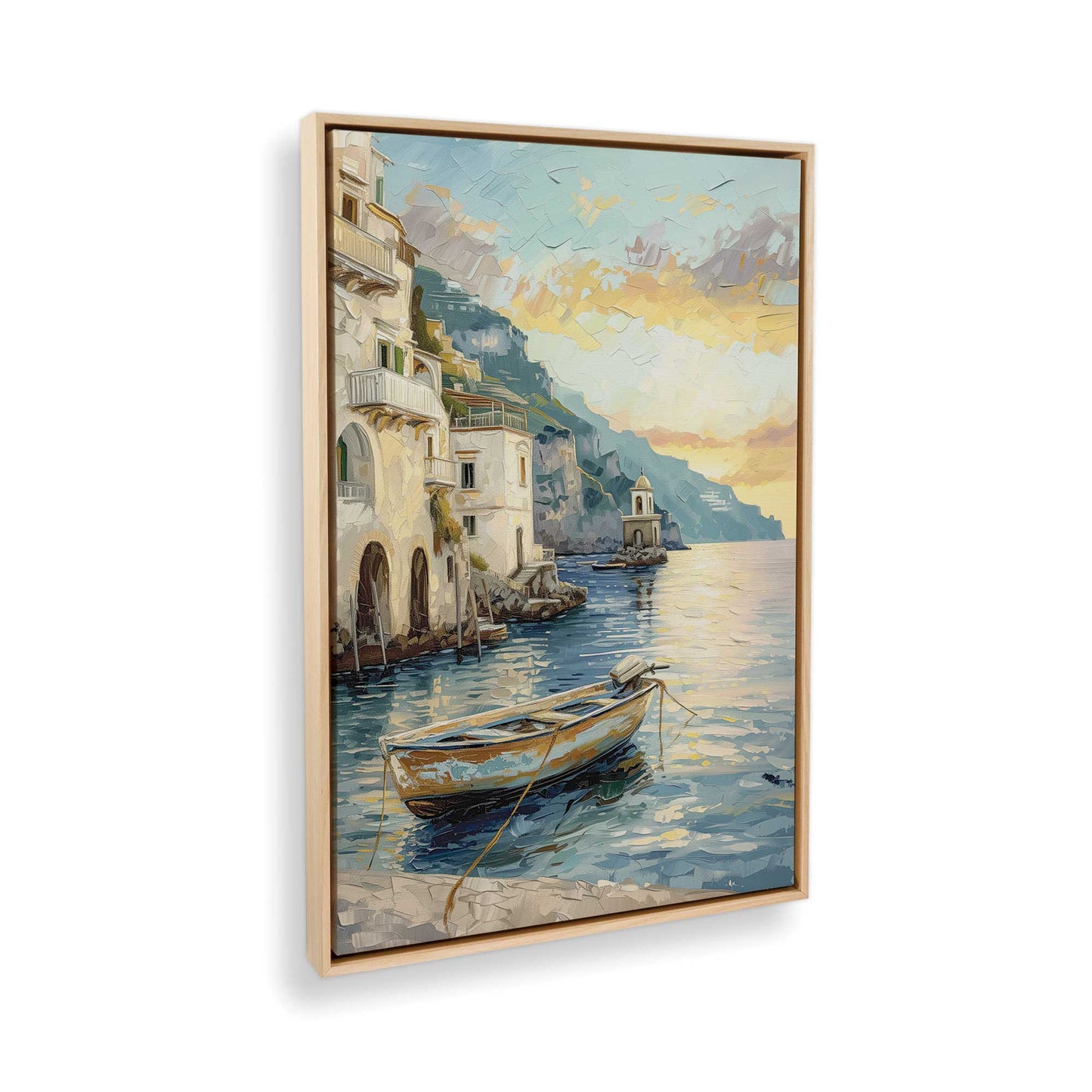 [Color:American Maple], Picture of art in a American Maple frame at an angle