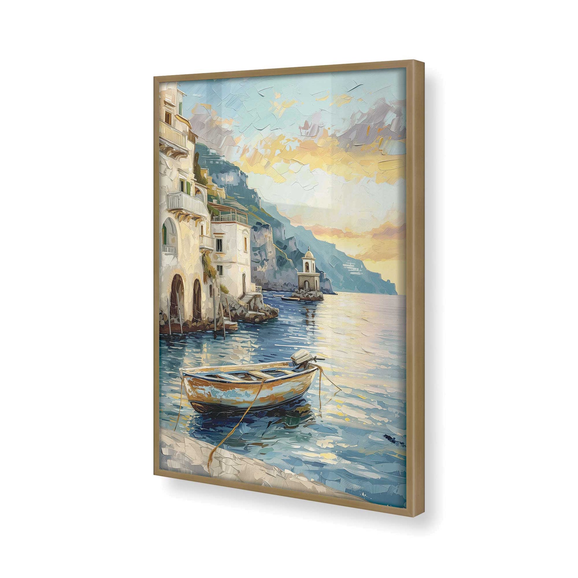 [Color:Brushed Gold], Picture of art in a Brushed Gold frame at an angle