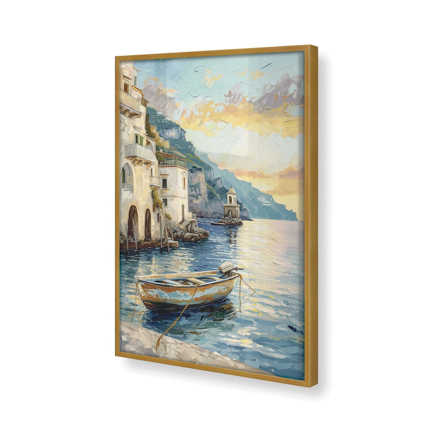 [Color:Polished Gold], Picture of art in a Polished Gold frame at an angle