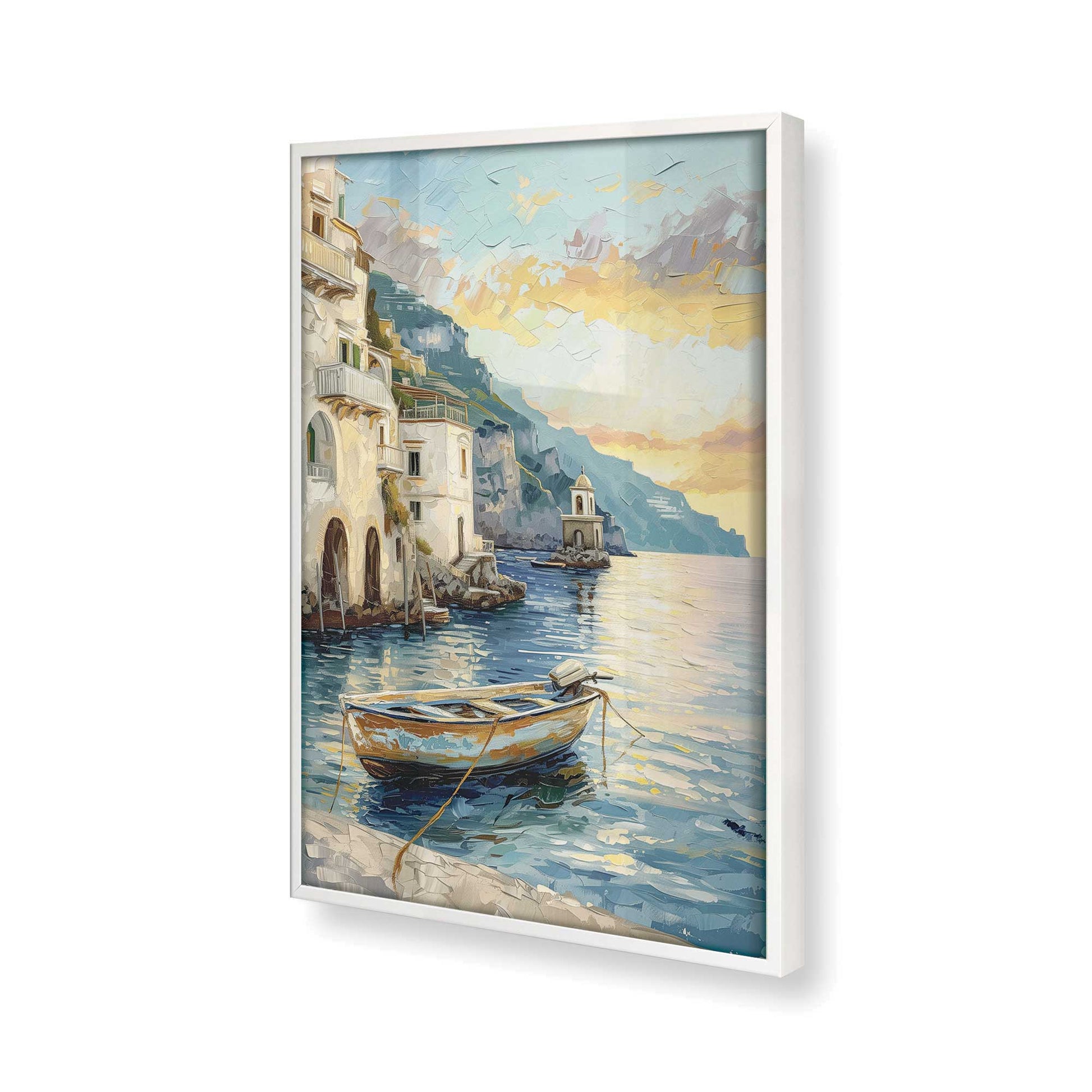 [Color:Opaque White], Picture of art in a Opaque White frame at an angle