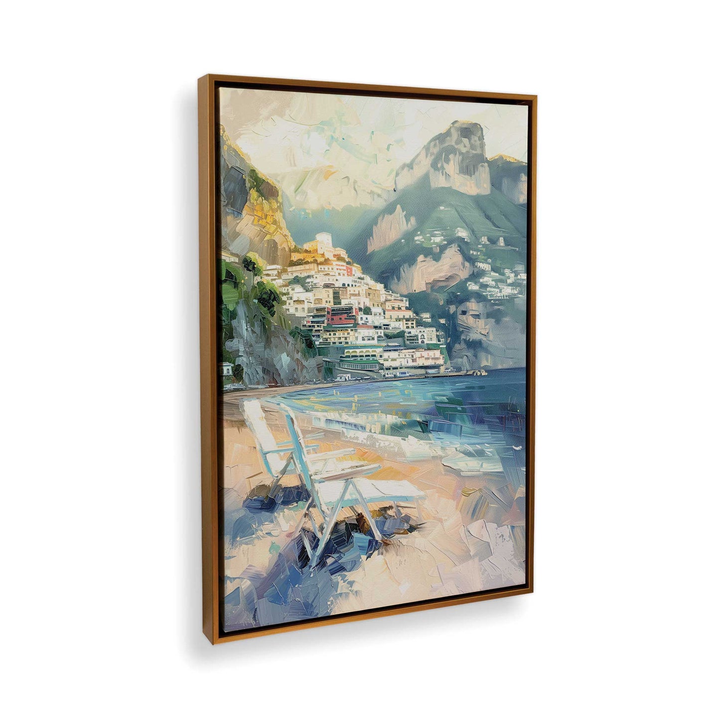 [Color:Polished Gold], Picture of art in a Polished Gold frame at an angle