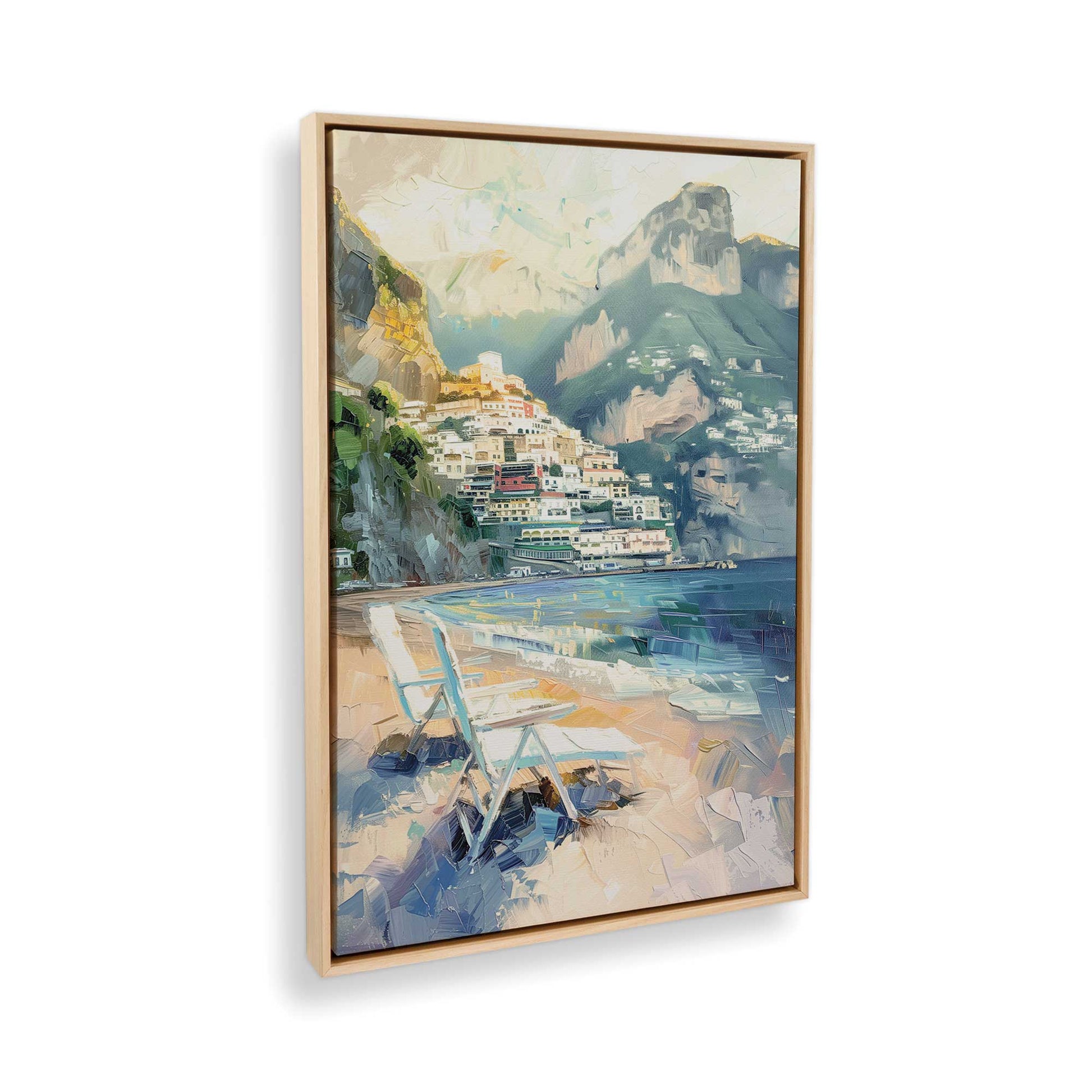 [Color:American Maple], Picture of art in a American Maple frame at an angle