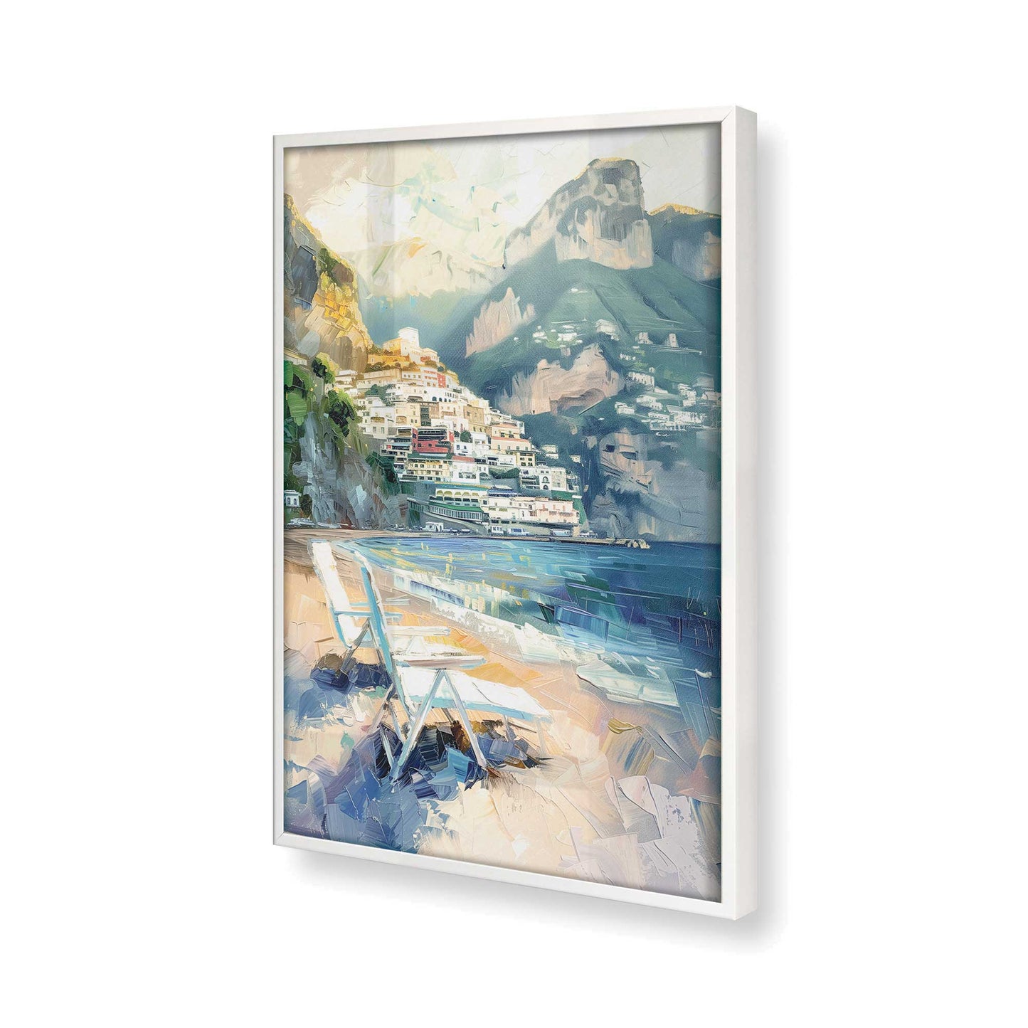 [Color:Opaque White], Picture of art in a Opaque White frame at an angle