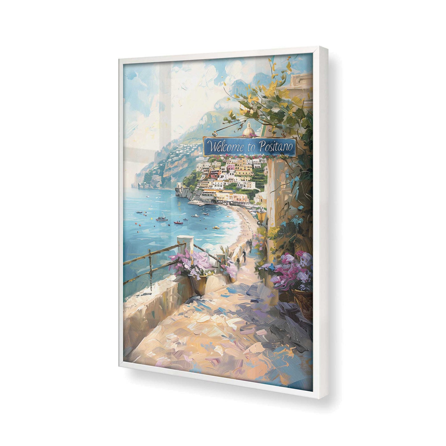 [Color:Opaque White], Picture of art in a Opaque White frame at an angle