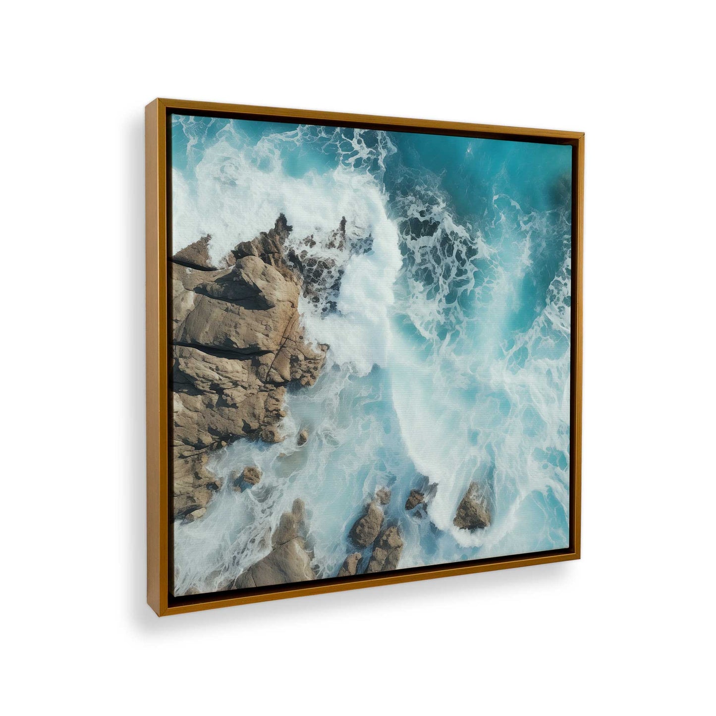 [Color:Polished Gold], Picture of art in a Polished Gold frame at an angle