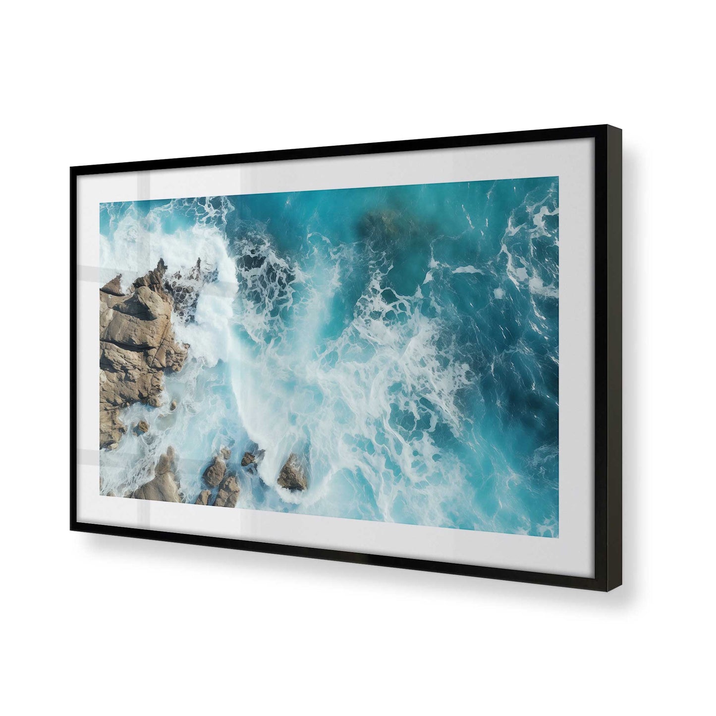 [Color:Satin Black], Picture of art in a Satin Black frame at an angle