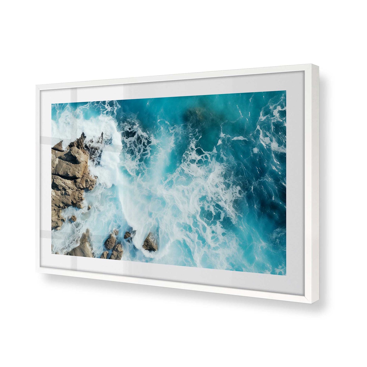 [Color:Opaque White], Picture of art in a Opaque White frame at an angle